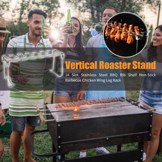 Estante plegable Bsvklp para patas de pollo soporte para parrilla multifunción portátil para barbacoa y Picnic