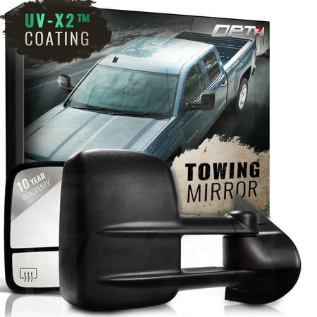 OPT7 Deluxe Pair Truck Towing Trailer Mirrors for 2007-2014 Chevy Silverado/GMC Sierra 1500 2500 3500 - Powered Heated Extendable - 10-Year (Best Chevy Truck For Towing)