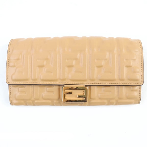Pre-Owned FENDI 8M0251 Baguette Continental Nappa Leather Long Wallet with 3D FF Logo...
