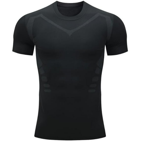 Prolriy Athletic Workout Shirts for Men Compression Shirt Men Short Sleeve Base Layer Athletic Undershirt Gear Workout T Shirt Mens Shirts Black XXL