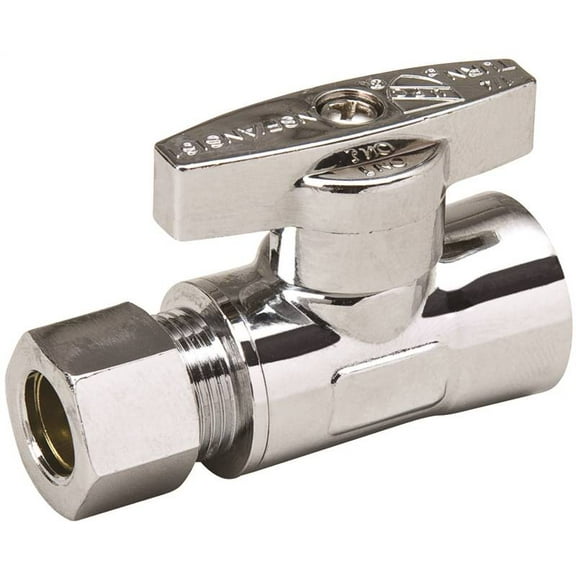 B&K Industries Brass Quarter Turn Straight Valve - 3/8 In. FIP x 3/8 In. Compression - Silver