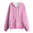 thumbnail image 4 of Women's Casual Fashion Style Autumn/Winter Striped Print Zipper Pocket Top Hoodie Long Loose Sweatshirts Women Woman's Zip Hoodie Zip up Womens Sweatshirt Womens Hooded Sweatshirts Pullover Small, 4 of 4