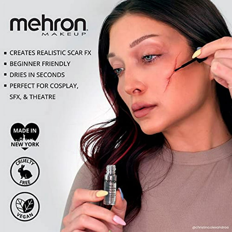 Mehron Makeup Rigid Collodion with Brush, Scarring Liquid, Scar Liquid, Liquid Scar Makeup
