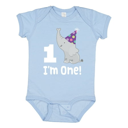 

Inktastic Babys 1st Birthday Elephant Zoo Animal Gift Baby Boy or Baby Girl Bodysuit