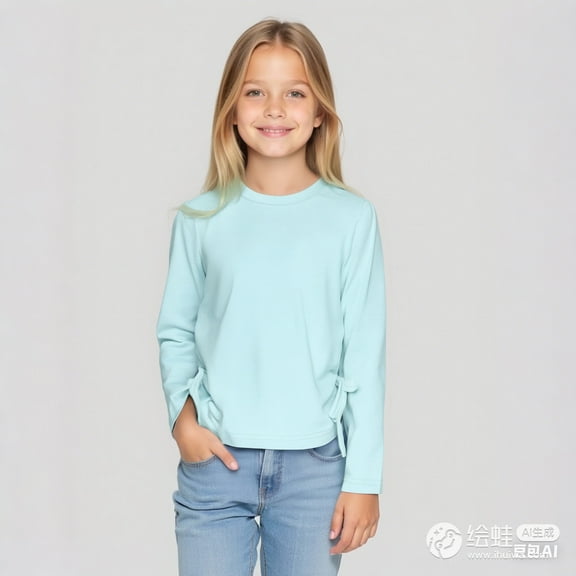 LIUYUNNN Kids Kids T Shirt Light Blue Pullover Girls Top Crewneck Top Tees Shirts Cottom Boy Shirt 11-12 Years Boys Girls Fall and Winter Outfits