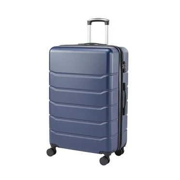 Hard sided expand suitcase with rotating wheels, TSA lock, retractable handle, blue, 24"