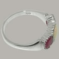 thumbnail image 4 of LBG British Made 14k White Gold Natural Opal & Ruby Womens Promise Ring - 33 size options - Size 9.5, 4 of 7