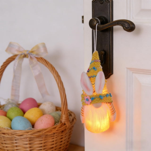 Colgante De Pascua De Tela Adorno colgante para ventana de muñeca luminosa sin rostro de Pascua (1 unidad) JASKFLY
