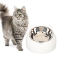 thumbnail image 1 of Cuenco Para Mascotas, Interior De Acero Inoxidable 304 , Seguro, Capacidad De 200 Ml, Diseño De Inclinación Elevada Multiusos, Cuenco Para Comida Para Gatos, Protección De, 1 of 7