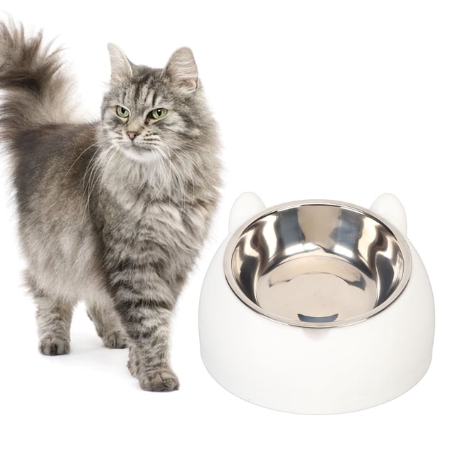 Cuenco Para Mascotas, Interior De Acero Inoxidable 304 , Seguro, Capacidad De 200 Ml, Diseño De Inclinación Elevada Multiusos, Cuenco Para Comida Para Gatos, Protección De