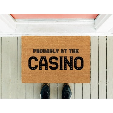 Probably at The Casino Modern doormats 24x16 Inch Alphabet Doormat Absorbent Non-Slip Floor Mat.