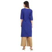 Blue Round Neck Printed Kurta-Small