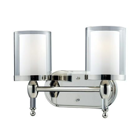 Bathroom Vanity 2 Light With Chrome Finish Steel Medium Base Bulb 15 inch 200