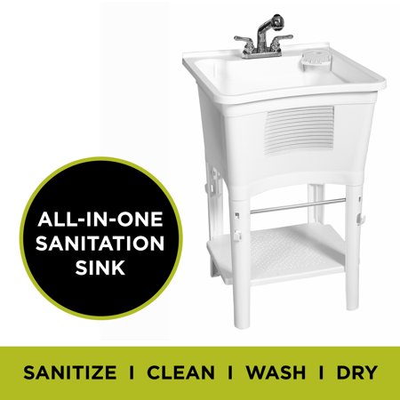 Ergo Tub by Zenna Home Freestanding Sanitation Sink Complete Laundry Sink Work Center