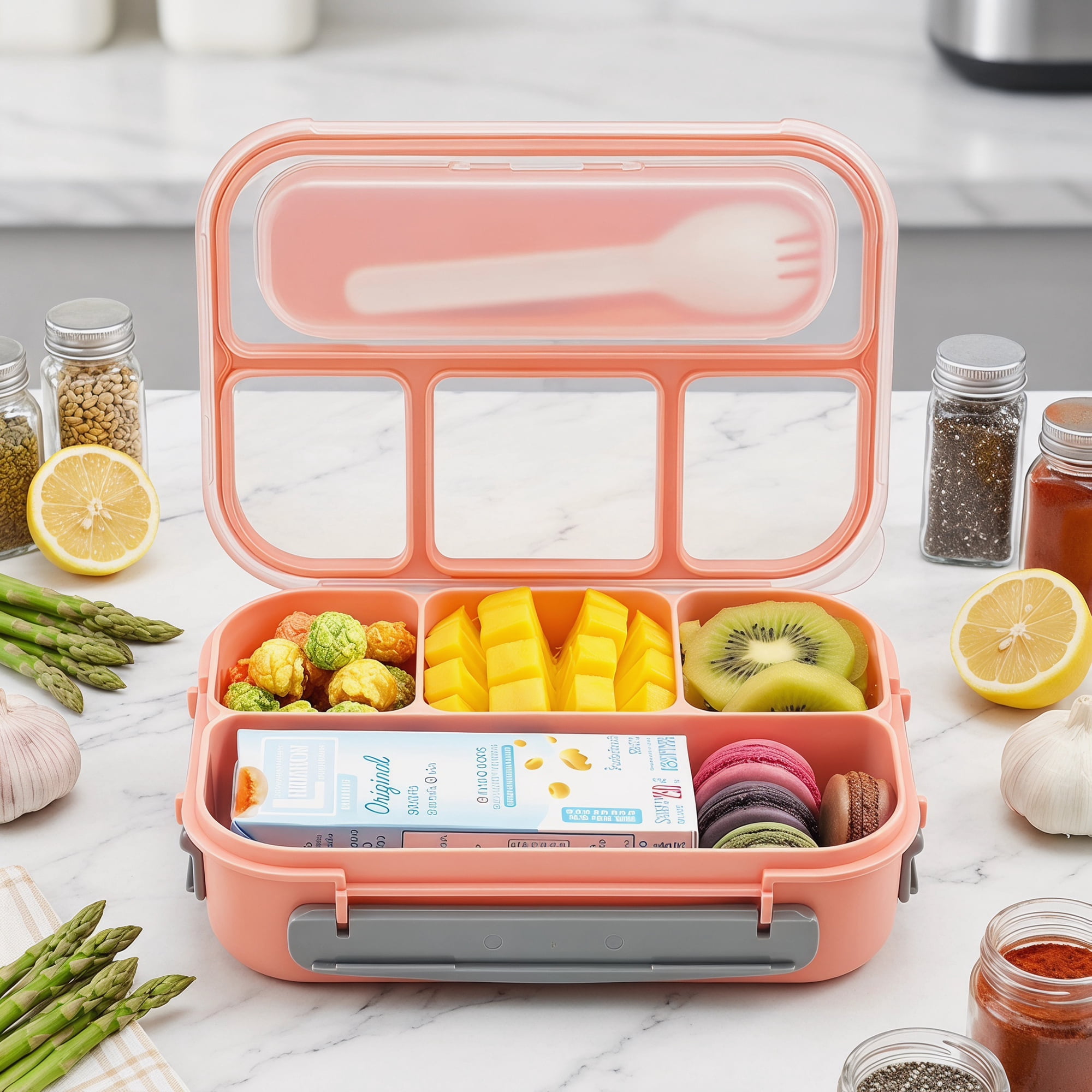 Unique Bargains 1.3L Leak-Proof Meal Prep Container Adult Lunch Bento Box Pink-2