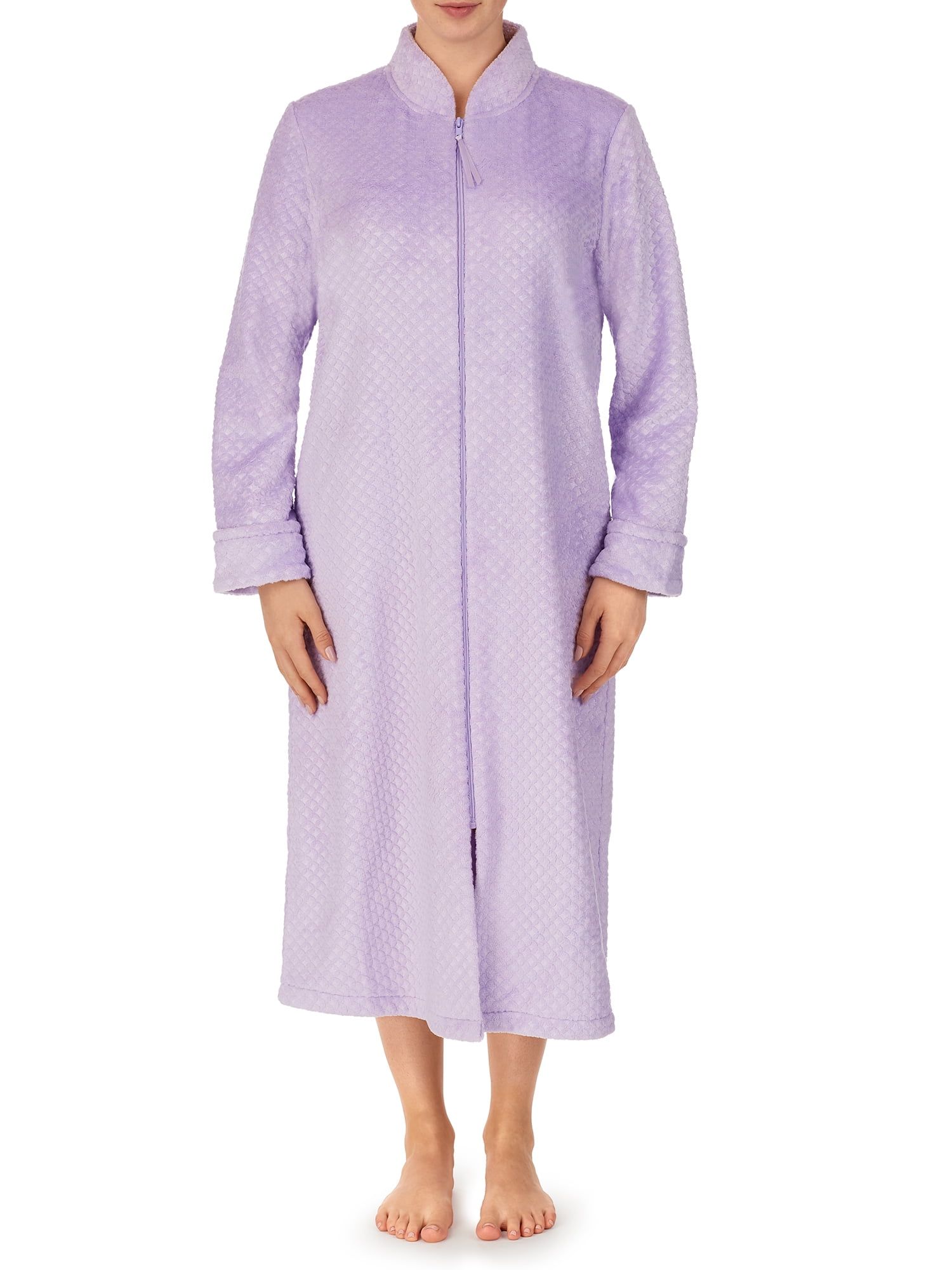 Secret Treasures Traditional Knit Chenille Long Sleeve Zip Front Robe