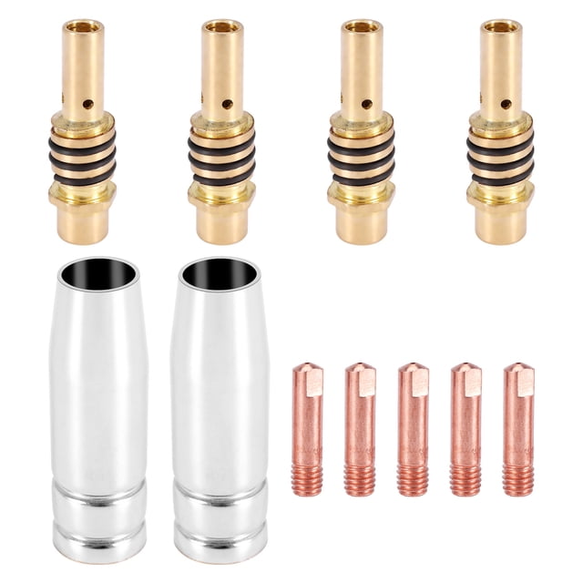 11Pcs / Conjunto Boquilla de Soldadura Mig Boquillas Antorcha Soldadora Soporte Punta Consejos Contacto 0.040 Pulgadas Difusor Gas Para Linternas