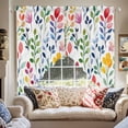 thumbnail image 2 of Colorful Leaf Floral Swag Curtain Valance for Windows, Watercolor Leaves Window Treatments Short Swag Topper for Kitchen Windows Bathroom Bedroom, 36"x63", 2 of 8