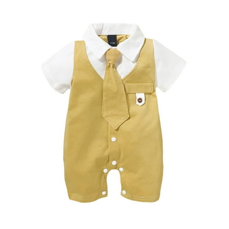 

QYZEU Baby Boy Bottoms Jumpsuit Boy Toddler Baby Jumpsuit Tie Boys Clothes Romper Gentleman Outfits Solid Boys Romper&Jumpsuit