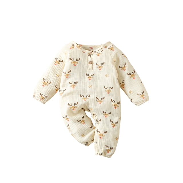 Mameluco para bebé recién nacido niño niña mono de lino de algodón navideño Nituyy XZ1005-FT58176A4