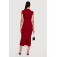thumbnail image 3 of Women's Mock Neck Side Ruched Sleeveless Midi Dress, 3 of 3