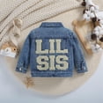 thumbnail image 4 of Toddler Baby Boy Girl Jacket Big Lil Sister/Brother Letter Embroidery Jean Long Sleeve Cardigan Button Denim Coat, 4 of 9