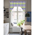 thumbnail image 4 of Slate Blue Plaid Swag Valances for Windows, Small Curtains Drapes, Colorful Vintage Check Farmhouse Kitchen Window Curtains Over Sink Rod Pocket Window Treatment Valance for Bedroom/Bathroom 56"x36", 4 of 5