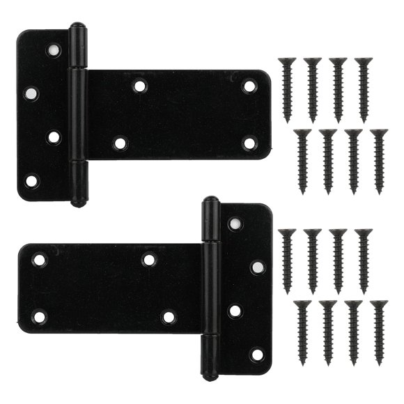 Bisagras para puerta de cobertizo en forma de T, para mujer, 5 pulgadas, 2 unidades, color negro
