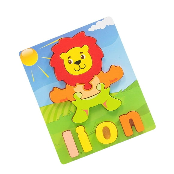 Rompecabezas de madera con imagen de dibujos animados con nombre de letra, juguete educativo ños pequeños para León Zulema Rompecabezas