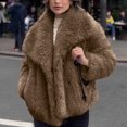 thumbnail image 4 of XPMWRP Women's Faux Fur Cardigan Long Sleeved Coat Lapel Solid Color Casual Jacket Daily Wear Suitable for Parties Attractive Stylish Outerwear Brown XXXL, 4 of 8