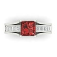 thumbnail image 2 of Clara Pucci 18K White Gold 2.28 Natural Garnet Engraveable Engagement Ring + Wedding Band Set, 2 of 7