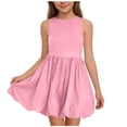 thumbnail image 2 of BLTIBY Girls Summer Sleeveless Bubble Dress Kids Cute Crew Neck Tank Mini Dresses with Pockets Pink 9-10 Years, 2 of 6