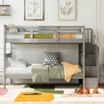 thumbnail image 2 of Twintwin Bunk Bed With Handy Storage Space - Gray Versatile Features For Bedroom And Dorm, 2 of 7