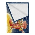 thumbnail image 2 of Christmas Soft Flannel Fleece Blanket, Santa Claus Airline Theme Vintage Plane Full Moon Snow Covered Trees, Cozy Plush for Indoor and Outdoor Use, 50" x 70", Dark Blue Marigold Red, by Ambesonne, 2 of 5