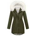 thumbnail image 3 of QATAINLAV Womens Winter Coat with Faux Fur Hood Thicken Zip Fleece Lined Long Puffer Jacket Warm Parkas Coats with Pockets, Green, XXL, 3 of 10