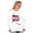 thumbnail image 4 of Breast Cancer Protect Detect Reflect Women Crewneck Sweatshirt Brisco Brands S, 4 of 6