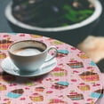 thumbnail image 2 of Ambesonne Pink Fitted Round Tablecloth, Kitchen Cupcakes Muffins, 40"- 44" Diameter, Pale Pink and Brown, 2 of 5