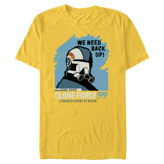 Star Wars The Bad Batch Echo Quote “We Need Back Up!” - Short Sleeve Blended T-Shirt for Adults - Customized-Yellow