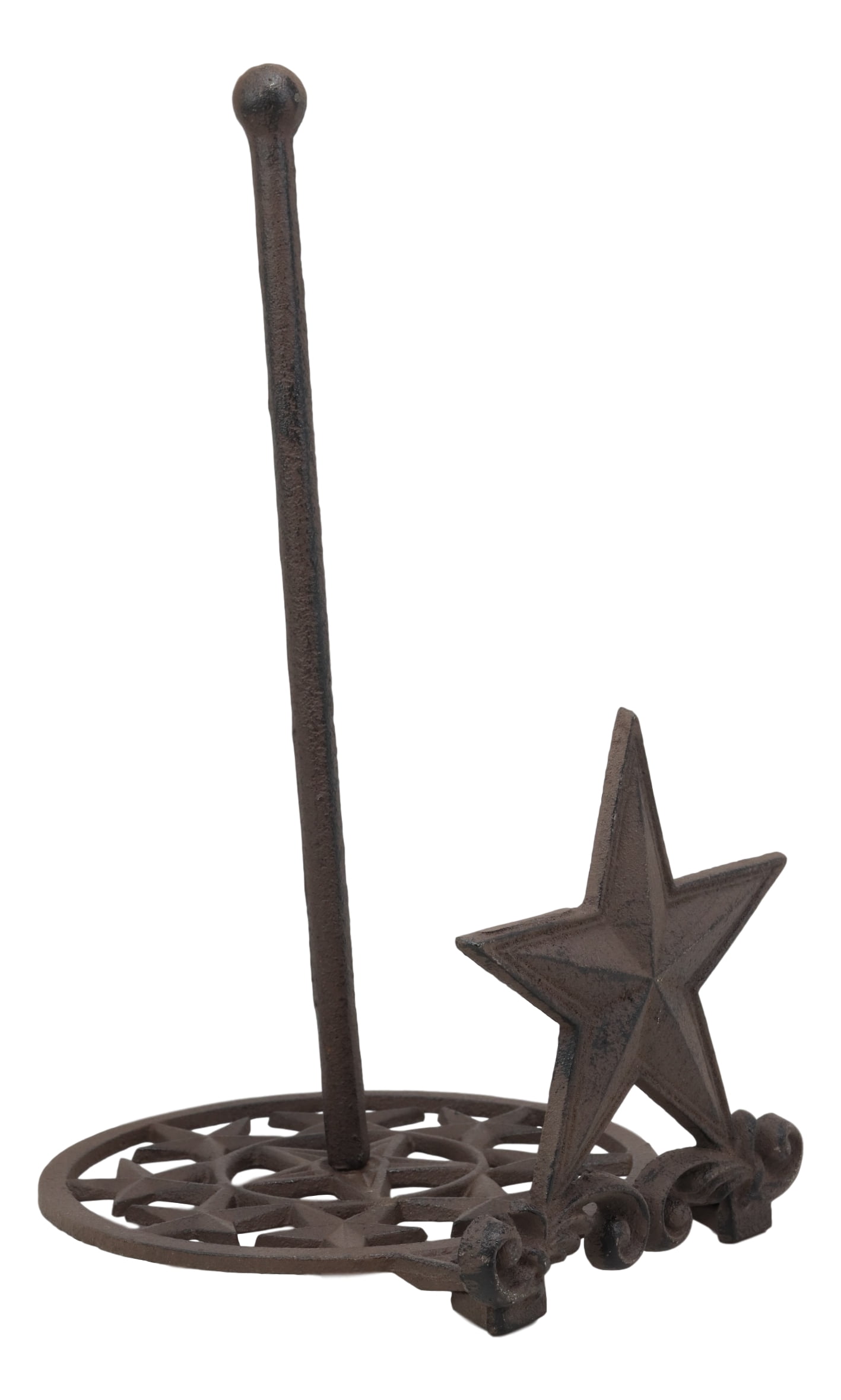 Metal Vintage Rustic Western Star & Scroll Art Paper Towel Holder Display Stand