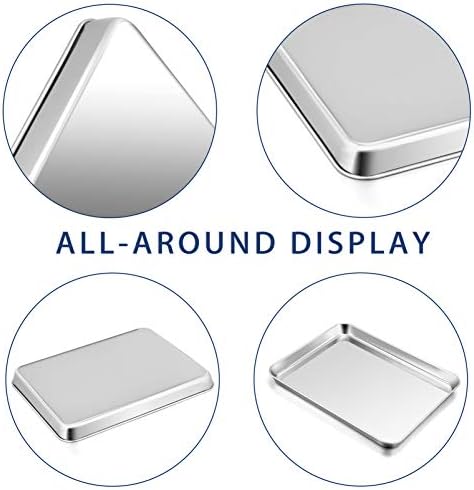 16 Inch Baking Cookie Sheet, Oven Pan Tray Stainless Steel Sheet Pan for Kitchen, Oven Bakeware for Multi Uses, Shiny Look & Dishwasher Safe, Healthy & Heavy Duty, 3Pcs