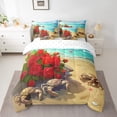 thumbnail image 2 of YST Cartoon Crab 7pcs Hawaii Beach Comforter Set, Ocean Wave Blue Sky, King Size (7 Count), 2 of 4