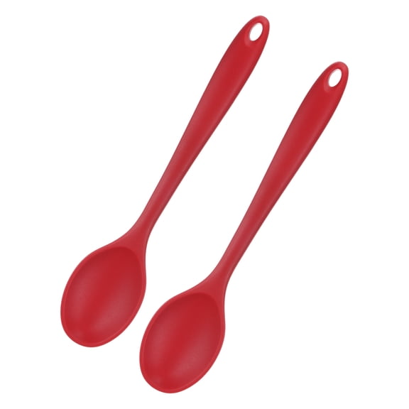 Uxcell 2-Pack Silicone Spoons for Cooking,10.6" Mixing Nonstick Heat-Resistant Serving Spoons Solid Utensils Spoons for Kitchen/Cooking/Baking/Stirring Mixing Tools [Red]