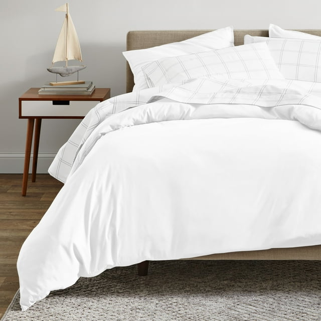 Bare Home Housse de Couette en Coton Biologique - 400 Fils - Tissage Satin - Lit Simple/simple TG, Blanc, 2 Pcs