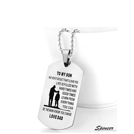 Spencer Metal Alloy "To My Son" Dog Tag Pendant Necklace Military Mens Necklace Love Gift