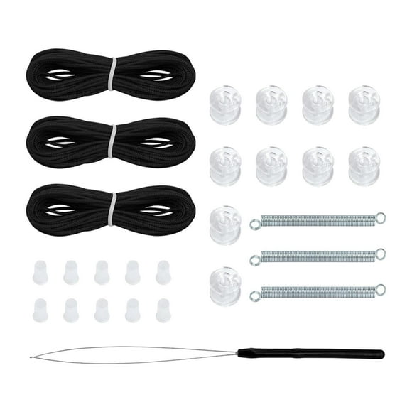 Kit de reparación de persianas plisadas para vehículos recreativos, herrajes, kit de ajuste de cuerdas para persianas de ventanas de vehículos recreativos, persianas para vehículos Negro