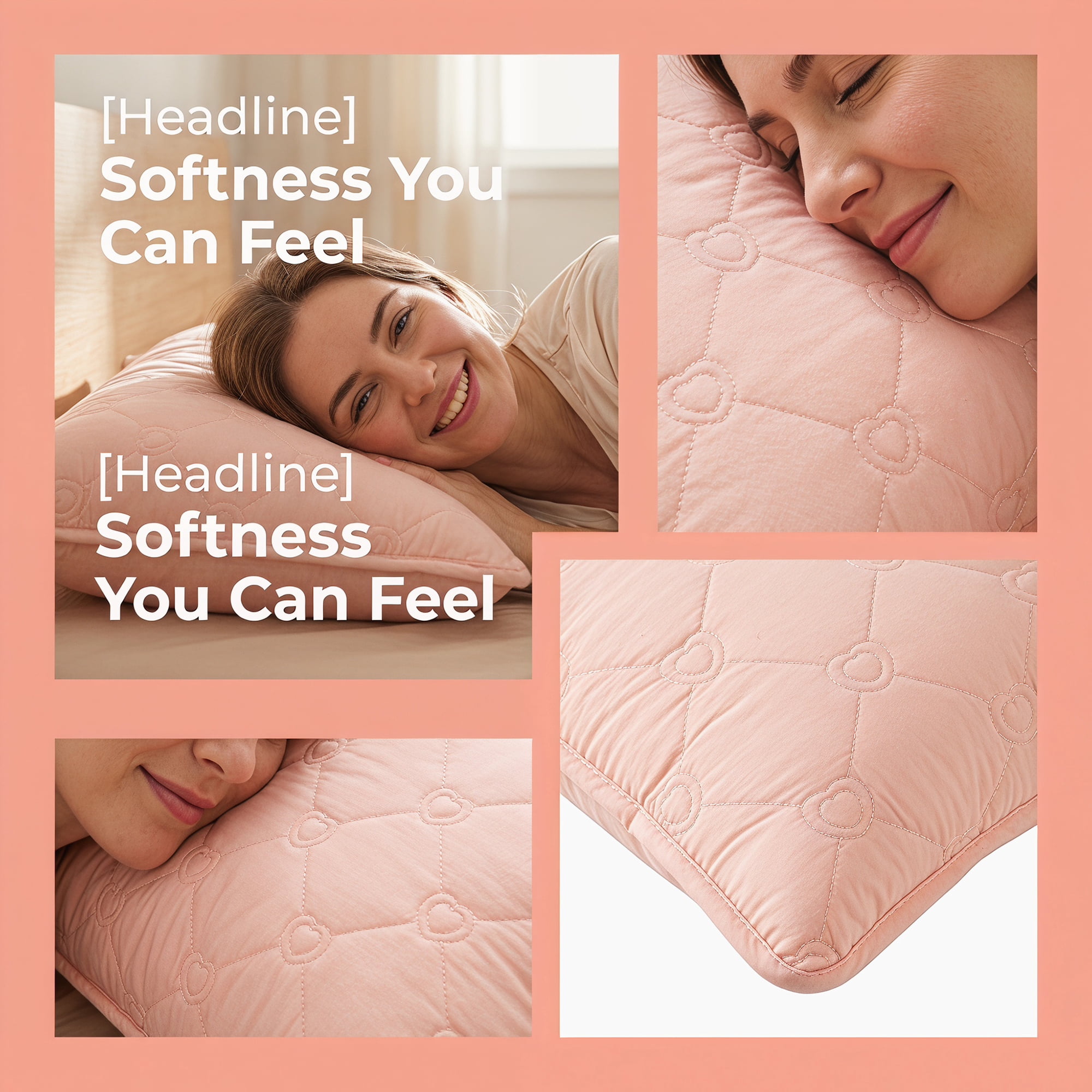 Unique Bargains 2-pcs Heart-shaped Polyester Comfortable Quilted Pillow Protector Pink