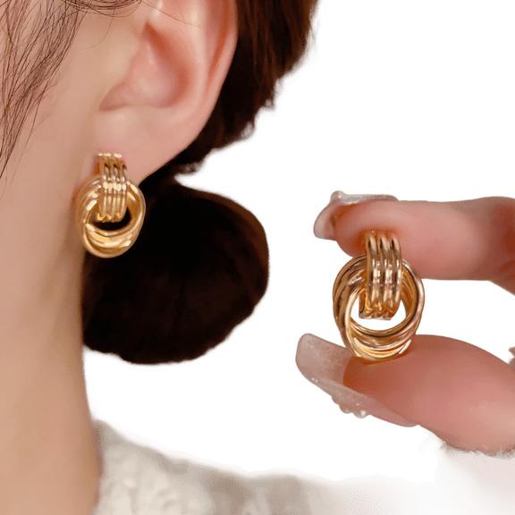 COMESUN 925 Sterling Silver Twisted Knot Hoop Earrings - Exquisite Geometric Metal Earrings for Women