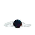 thumbnail image 4 of Rosec Jewels Real Black Opal Diamond Engagement Ring for Women - 6 mm Round Opal Ring - AAA Quality - with Jewelry Box, 14K White Gold, US 11.50, 4 of 10