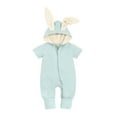 thumbnail image 1 of Summer Rompers For Newborn Girls Solid Zipper Hooded Rabbit Casual Romper Jumpsuit Onesie Sunsuit Green Soft New Born Clothes 9-12M, 1 of 7