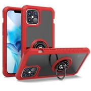 CoverON Apple iPhone 12 Case / iPhone 12 Pro Case (6.1"), Ring Holder Kickstand Magnetic Mount Clear Hard Back Cover Rubber Bumper, Red
